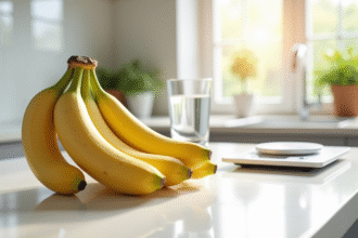 Raisin de bananes mûres sur un plan de travail blanc