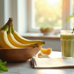 Cuisine lumineuse avec bananes mûres et smoothie à la banane