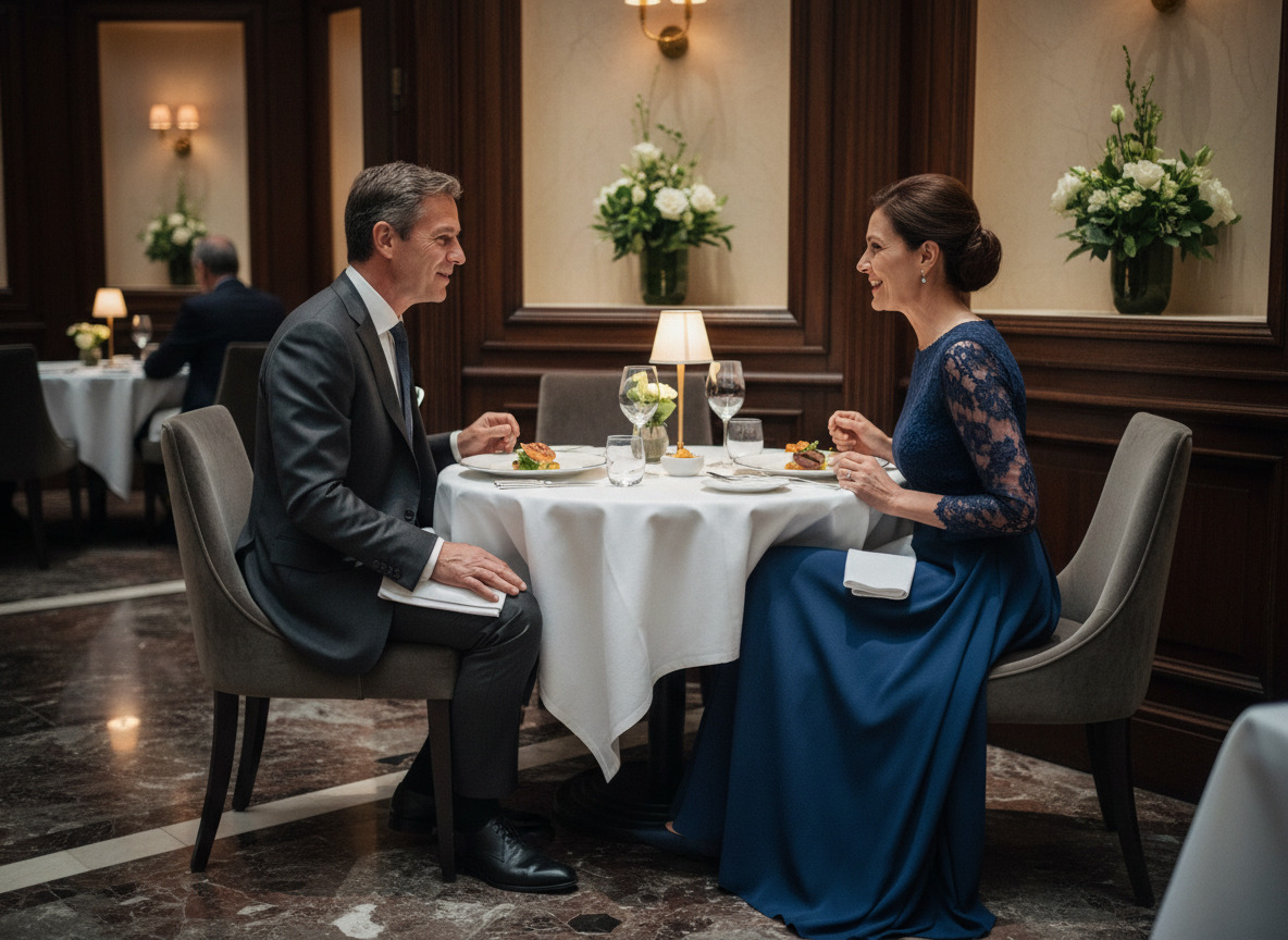 Couple français chic dans un restaurant élégant