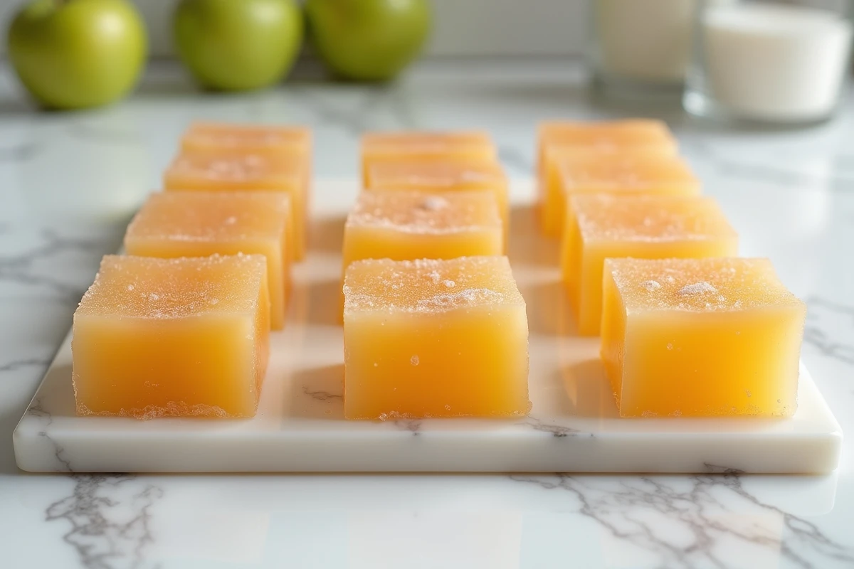 Comparaison de pâtes de fruit pomme réussies et ratées sur une planche en marbre, illustrant les erreurs courantes de prise