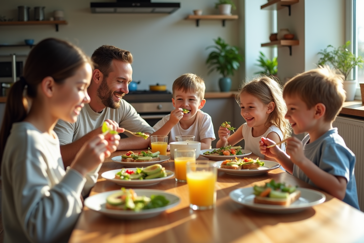 Famille dégustant des toasts à l