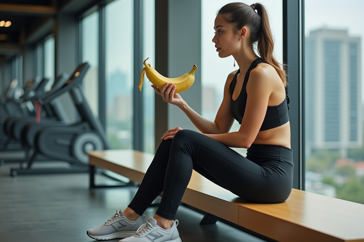 Jeune femme en salle de sport après l'entraînement