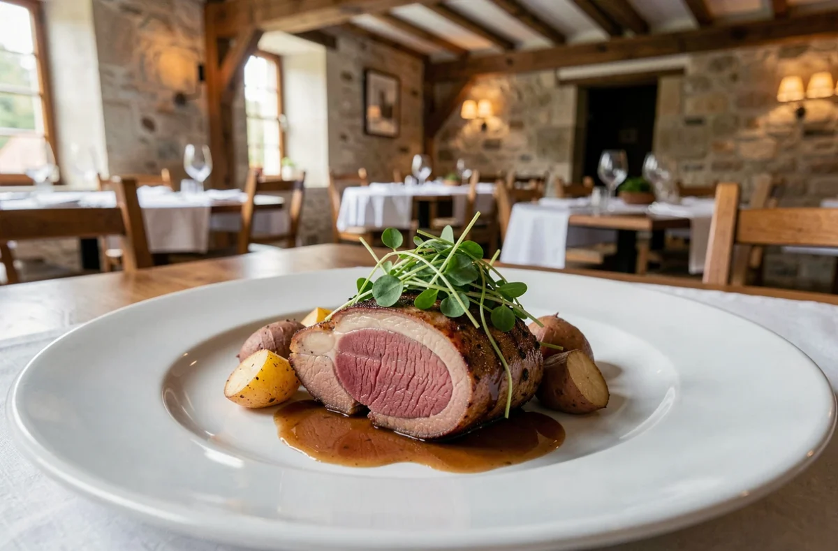 Assiette gastronomique soignée au restaurant La Grange aux Ormes à Marly