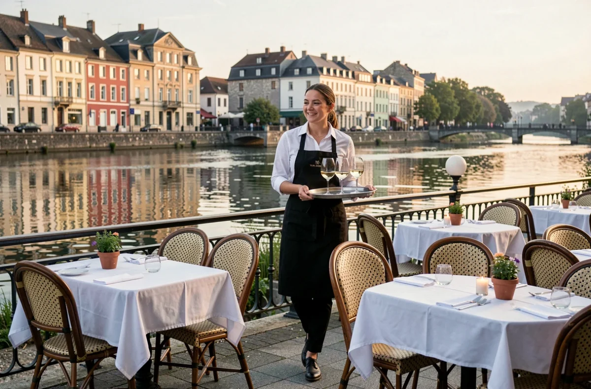 Terrasse du restaurant Le Carpe Diem à Thionville avec vue sur la Moselle