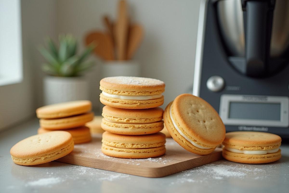 Couche de joconde sur plan de cuisine avec thermomix