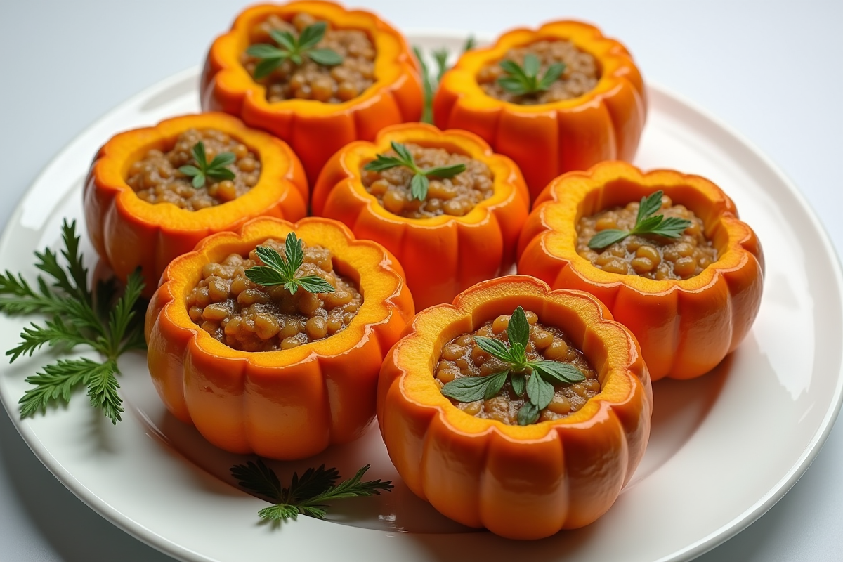 Petites citrouilles farcies garnies d