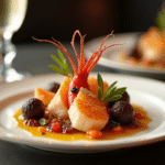 Plat gourmet avec or caviar et homard élégant