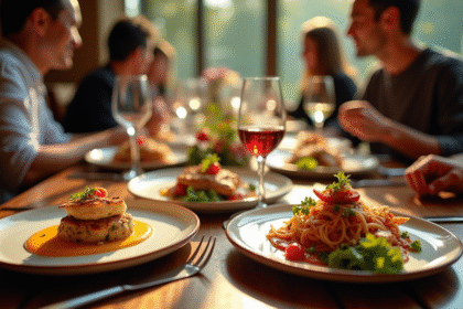 Table élégante avec plats signatures de plusieurs pays