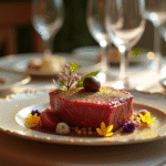 Table de luxe avec wagyu doré et truffes