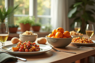Table moderne avec safou frais et plats créatifs safou